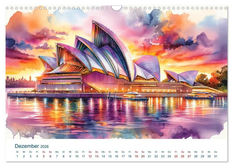 Produktbild: Sehensw&uuml;rdigkeiten in Aquarell (Wandkalender 2026 DIN A3 quer), CALVENDO Monatskalender