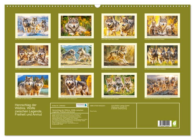Produktbild: Herzschlag der Wildnis. W&ouml;lfe zwischen Legende, Freiheit und Anmut (Wandkalender 2026 DIN A2 quer), CALVENDO Monatskalender