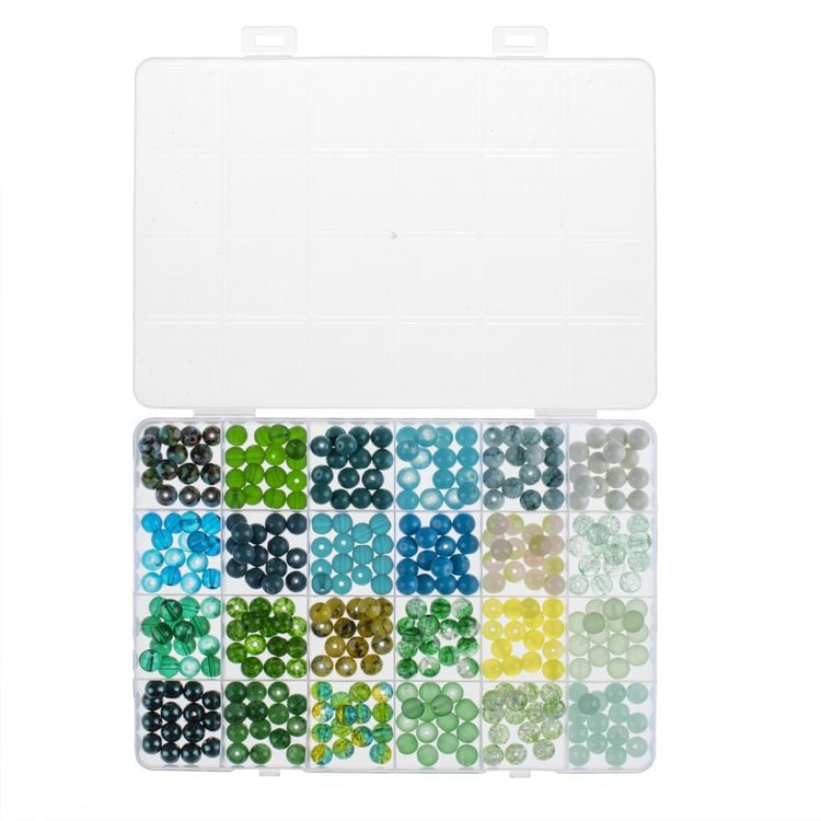 Produktbild: Glasperlen-Schmuckset t&uuml;rkis/gr&uuml;n sortiert