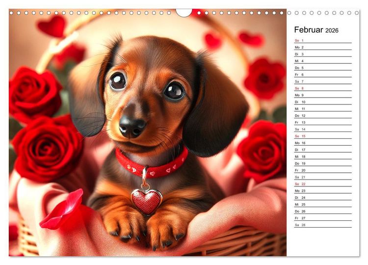 Produktbild: Hundewelpen zum Verlieben - KI Illustrationen (Wandkalender 2026 DIN A3 quer), CALVENDO Monatskalender