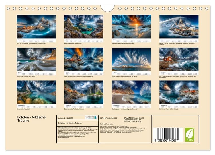 Produktbild: Lofoten - Arktische Tr&auml;ume (Wandkalender 2026 DIN A4 quer), CALVENDO Monatskalender