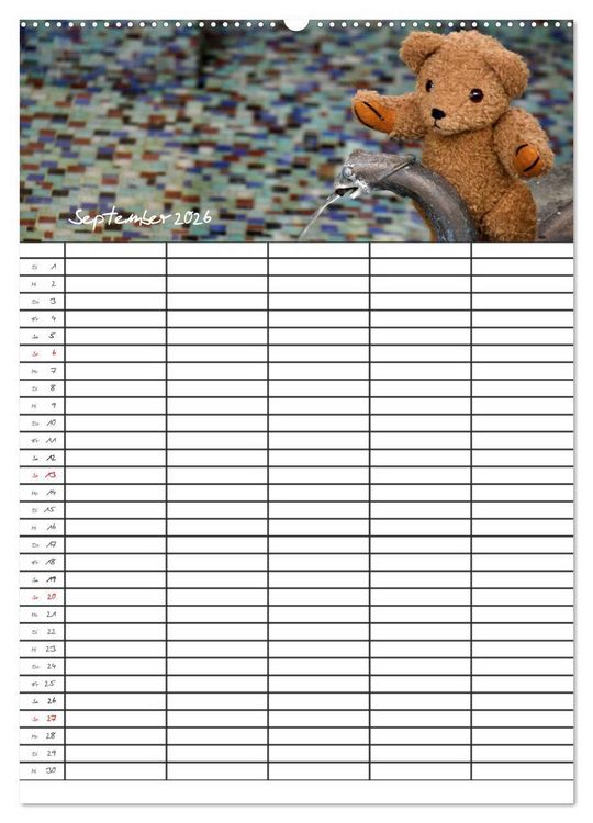 Produktbild: Der Teddyb&auml;ren-Familienplaner (Wandkalender 2026 DIN A2 hoch), CALVENDO Monatskalender