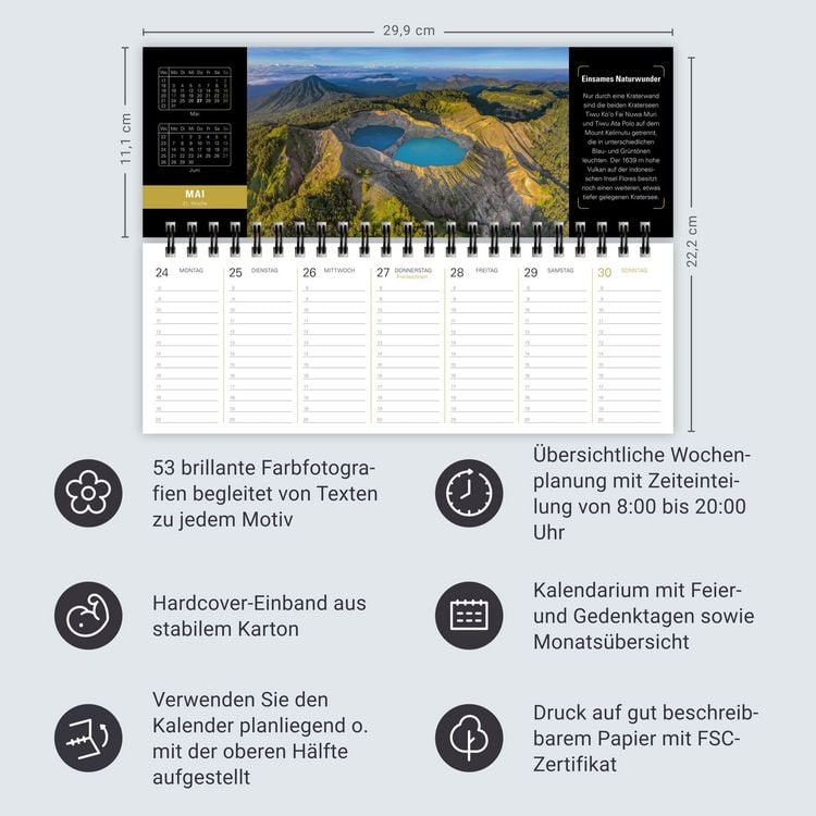 Produktbild: Naturparadiese Premium-Tischplaner 2027 - Wochenkalender mit 53 Fotografien