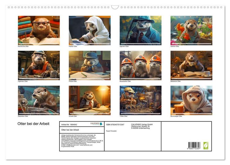 Produktbild: Otter bei der Arbeit (Wandkalender 2026 DIN A2 quer), CALVENDO Monatskalender