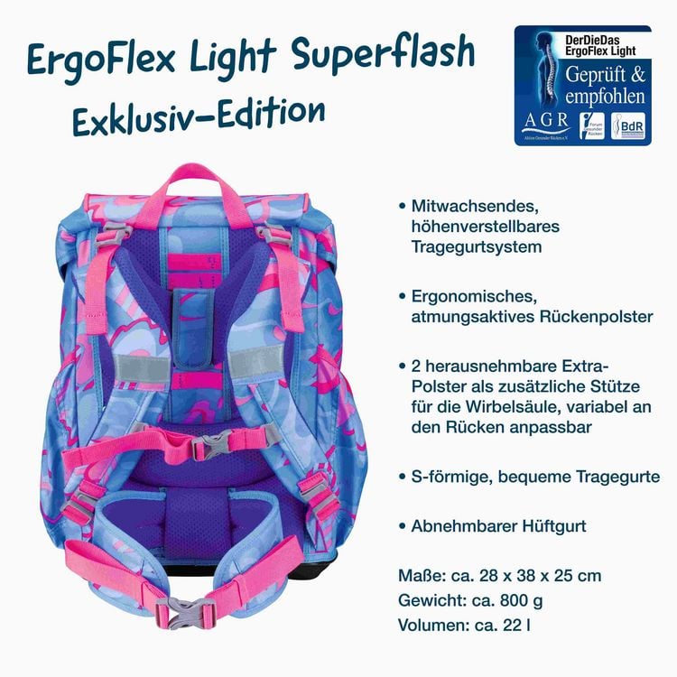 Produktbild: DerDieDas Schulranzen Set ErgoFlex Light Superflash, Schulranzen Set, 5tlg, Magic Unicorn