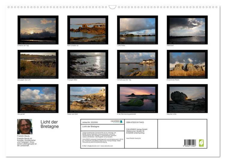 Produktbild: Licht der Bretagne (Wandkalender 2026 DIN A2 quer), CALVENDO Monatskalender