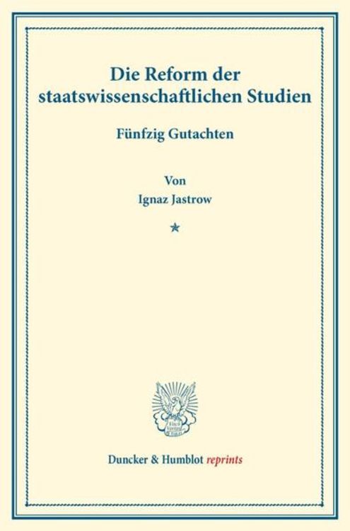 Produktbild: Die Reform der staatswissenschaftlichen Studien.