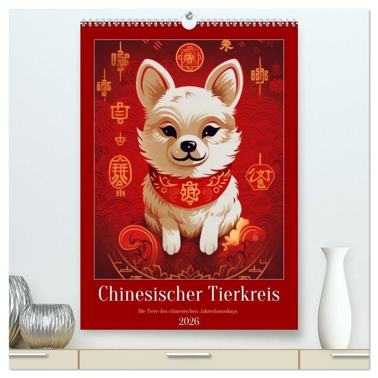Produktbild: Chinesischer Tierkreis (hochwertiger Premium Wandkalender 2026 DIN A2 hoch), Kunstdruck in Hochglanz