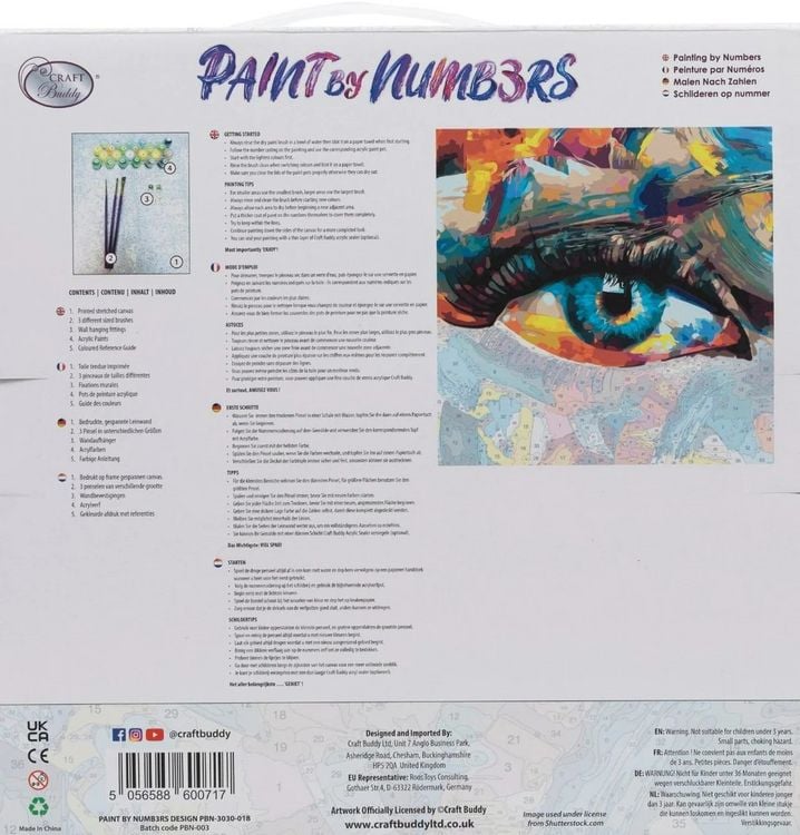 Produktbild: Craft Buddy PBN-3030-018 - Paint by Numbers, Creative Eye, 30x30cm, Malen-nach-Zahlen
