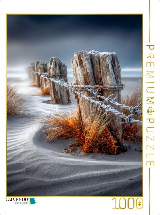 Produktbild: CALVENDO Puzzle Strandsch&uuml;tzende Holzpf&auml;hle widerstehen Frost und Sturm | 1000 Teile Lege-Gr&ouml;&szlig;e 64x48cm Foto-Puzzle f&uuml;r gl&uuml;ckliche Stunden