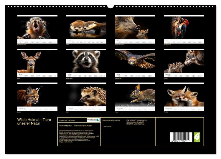 Produktbild: Wilde Heimat - Tiere unserer Natur (hochwertiger Premium Wandkalender 2026 DIN A2 quer), Kunstdruck in Hochglanz