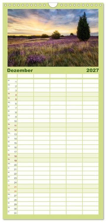 Produktbild: Familienplaner 2027 - Romantische Heidebl&uuml;te mit 5 Spalten (Wandkalender, 21 x 45 cm) CALVENDO