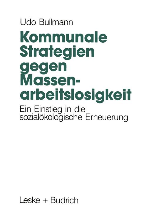 Produktbild: Kommunale Strategien gegen Massenarbeitslosigkeit