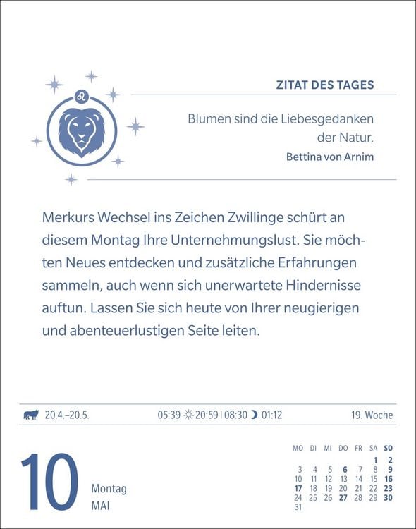 Produktbild: L&ouml;we Sternzeichenkalender 2027 - Tagesabrei&szlig;kalender - Ihr Horoskop f&uuml;r jeden Tag