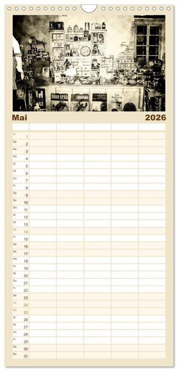 Produktbild: Familienplaner 2026 - Retro mit 5 Spalten (Wandkalender, 21 x 45 cm) CALVENDO