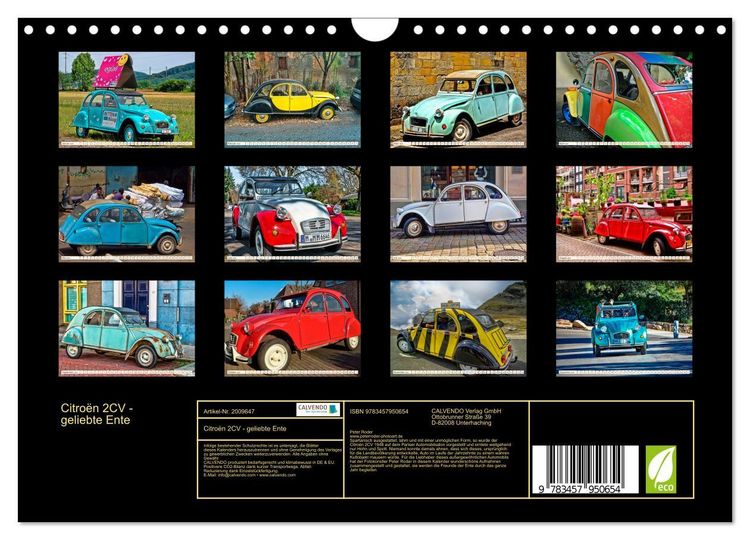 Produktbild: Citro&euml;n 2CV - geliebte Ente (Wandkalender 2026 DIN A4 quer), CALVENDO Monatskalender