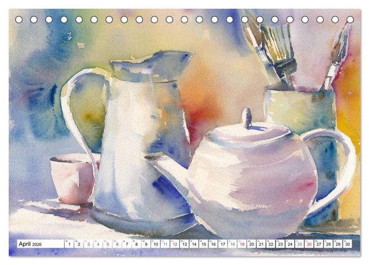 Produktbild: Stillleben Aquarelle (Tischkalender 2026 DIN A5 quer), CALVENDO Monatskalender