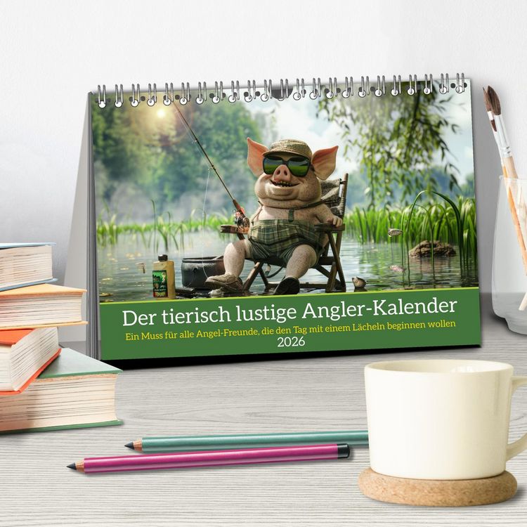 Produktbild: Der tierisch lustige Angler-Kalender (Tischkalender 2026 DIN A5 quer), CALVENDO Monatskalender
