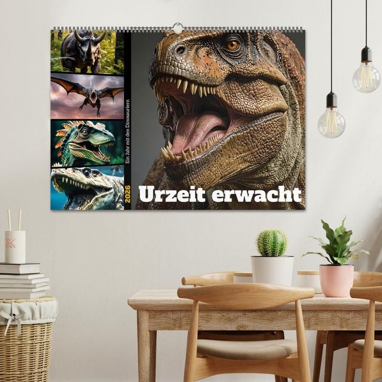 Produktbild: Urzeit erwacht - Ein Jahr mit den Dinosauriern (Wandkalender 2026 DIN A2 quer), CALVENDO Monatskalender