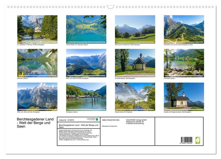 Produktbild: Berchtesgadener Land - Welt der Berge und Seen (Wandkalender 2026 DIN A2 quer), CALVENDO Monatskalender