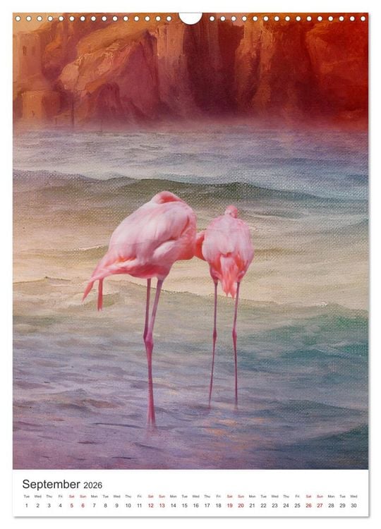 Produktbild: Flamingo and the sea (Wall Calendar 2026 DIN A3 portrait), CALVENDO 12 Month Wall Calendar