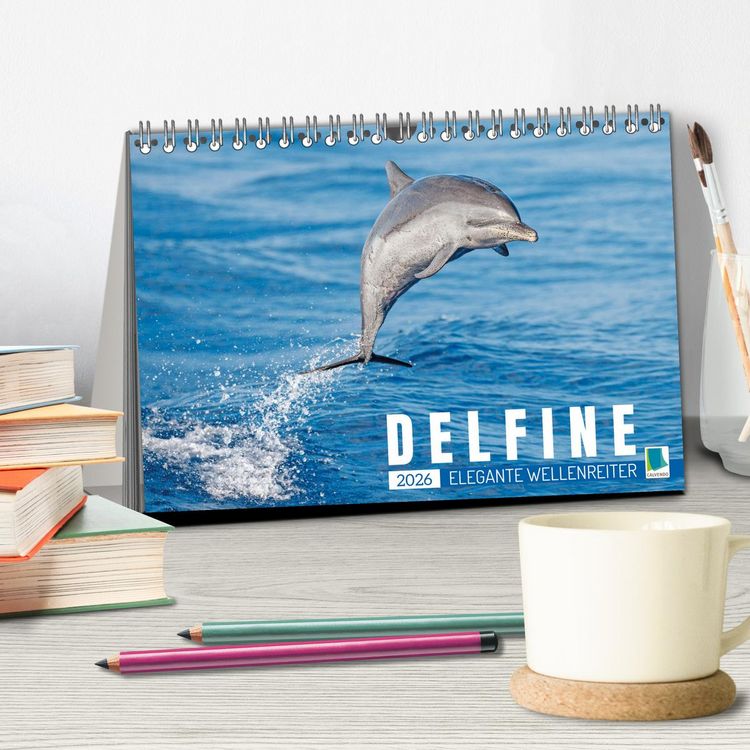 Produktbild: Delfine: Elegante Wellenreiter (Tischkalender 2026 DIN A5 quer), CALVENDO Monatskalender