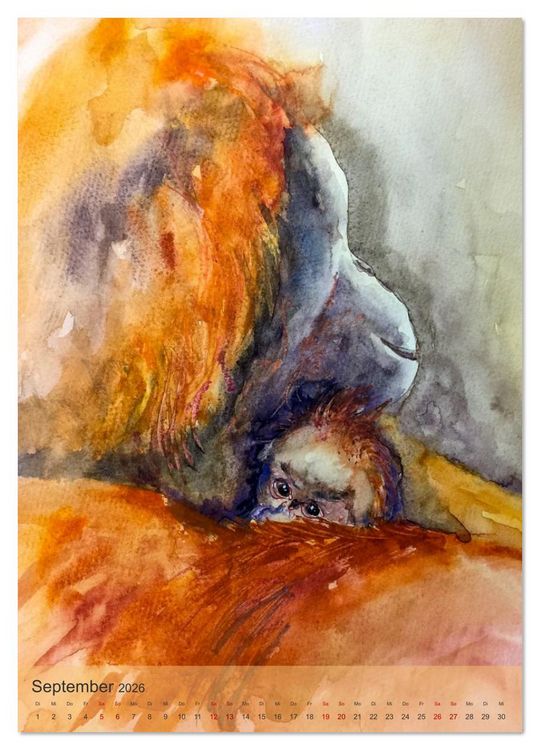 Produktbild: Tiere in Aquarell portraitiert (Wandkalender 2026 DIN A4 hoch), CALVENDO Monatskalender