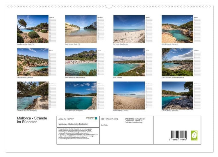 Produktbild: Mallorca - Str&auml;nde im S&uuml;dosten (hochwertiger Premium Wandkalender 2026 DIN A2 quer), Kunstdruck in Hochglanz