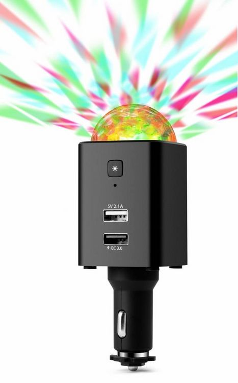 Produktbild: Technaxx Disco Mobile-Auto Charger TX-159 Belastbarkeit Strom max.=2.1 A 12/24 V, 5 V &uuml;ber USB