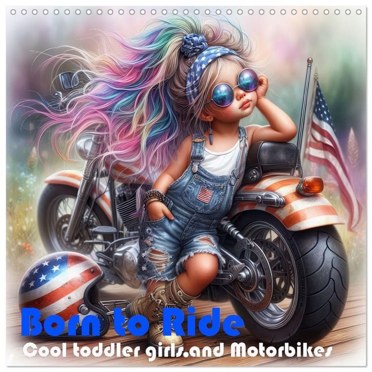 Produktbild: Born to Ride - Cool toddler girls and Motorbikes (Wall Calendar 2026 12 &times; 12 Inch) CALVENDO 12 Month Wall Calendar