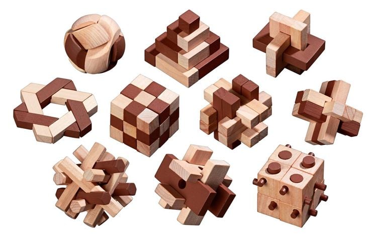 Produktbild: Philos 6922 - Holzpuzzle-Sortiment, mit 10 unterschiedlichen Knobelspielen