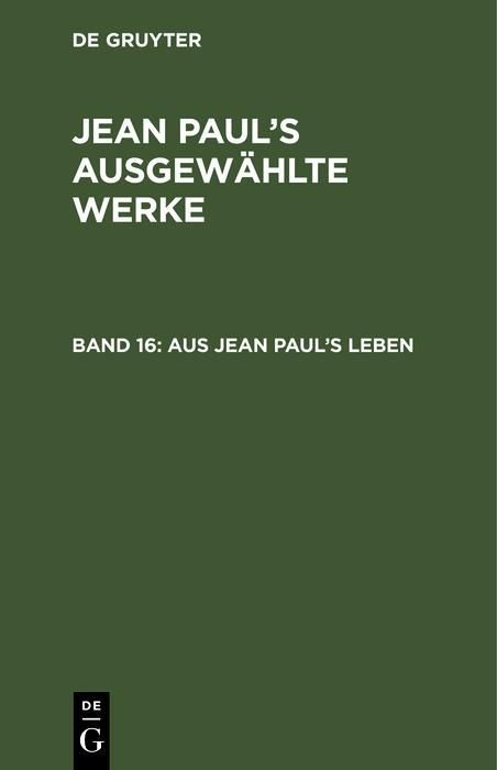 Produktbild: Aus Jean Paul's Leben