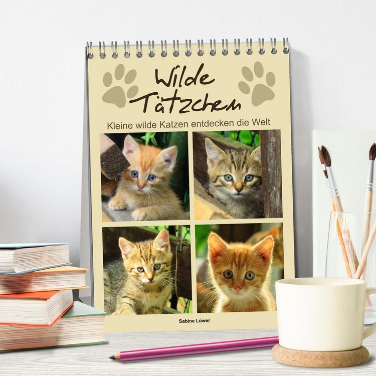 Produktbild: Wilde T&auml;tzchen, kleine wilde Katzen entdecken die Welt (Tischkalender 2026 DIN A5 hoch), CALVENDO Monatskalender