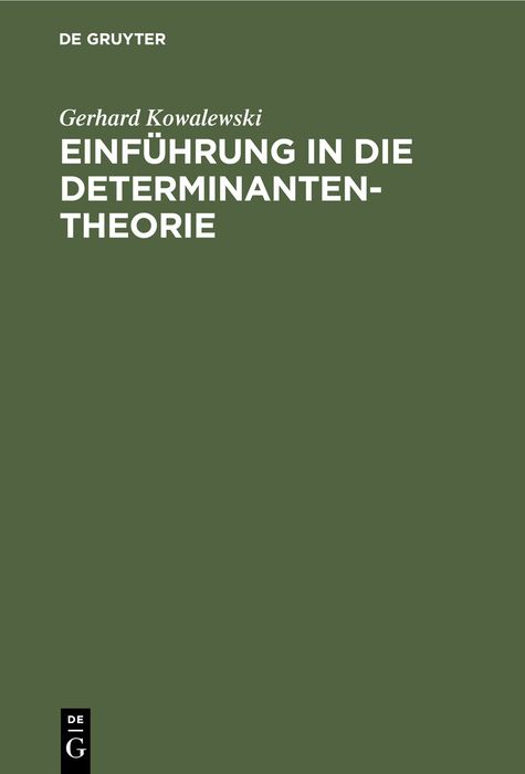 Produktbild: Einf&uuml;hrung in die Determinantentheorie