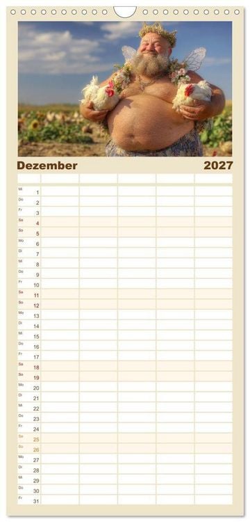 Produktbild: Familienplaner 2027 - Die H&uuml;hnerhelden. Witz und Charme mit M&auml;nnern, die Eier haben mit 5 Spalten (Wandkalender, 21 x 45 cm) CALVENDO