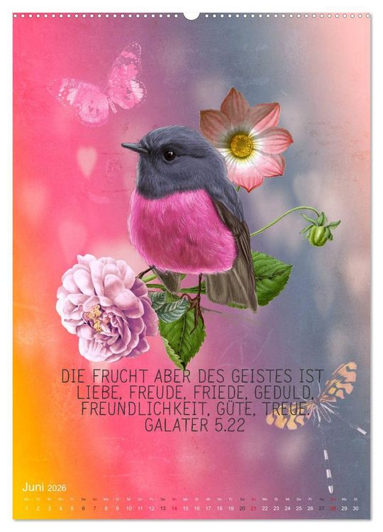 Produktbild: Bibelworte f&uuml;r Vogelfreunde (Wandkalender 2026 DIN A2 hoch), CALVENDO Monatskalender