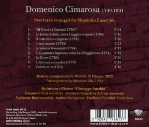 Produktbild: Cimarosa:Overtures Arranged For Mandolin Ensemble