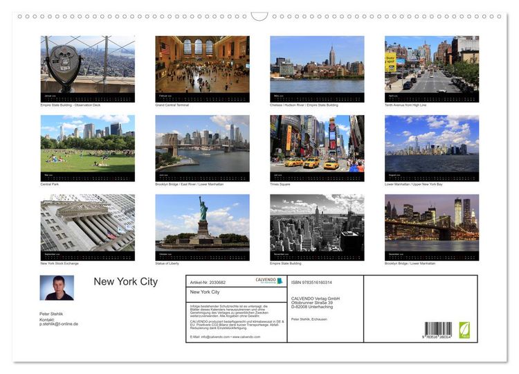 Produktbild: New York City (Wandkalender 2026 DIN A2 quer), CALVENDO Monatskalender