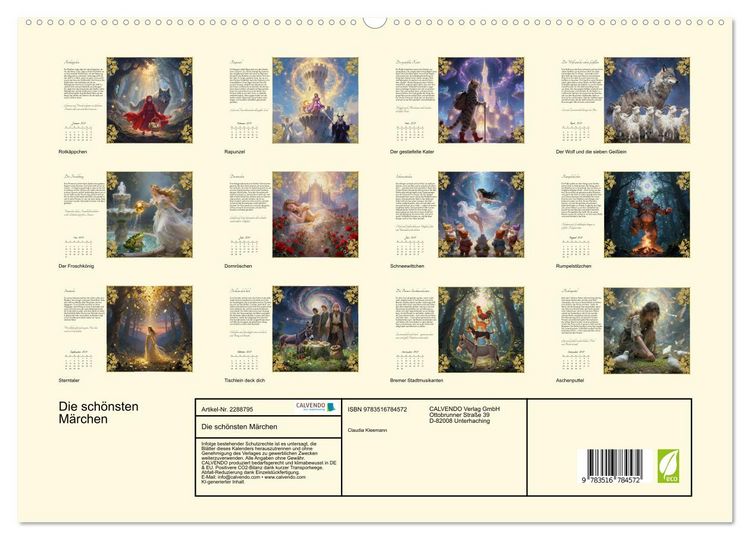 Produktbild: Die sch&ouml;nsten M&auml;rchen (hochwertiger Premium Wandkalender 2027 DIN A2 quer), Kunstdruck in Hochglanz