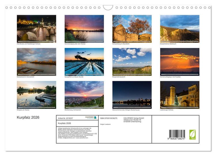 Produktbild: Kurpfalz 2026 (Wandkalender 2026 DIN A3 quer), CALVENDO Monatskalender