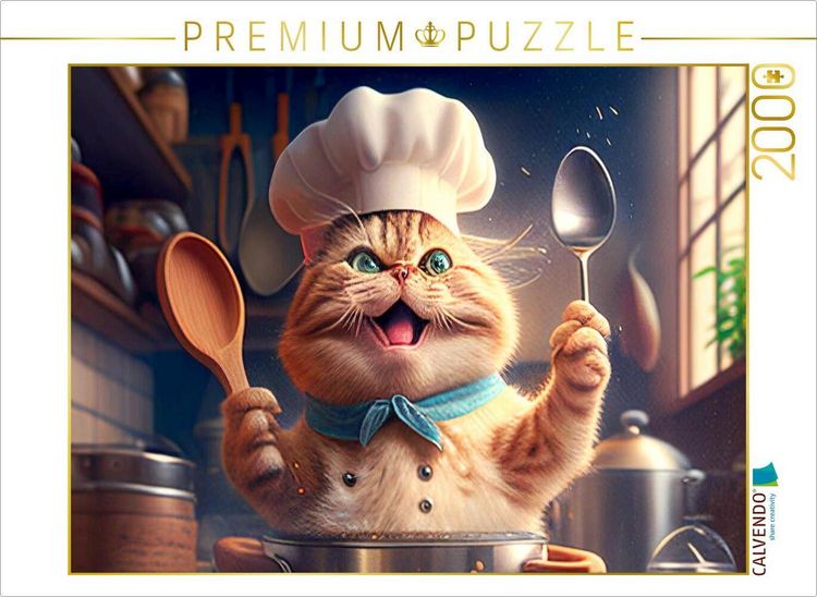 Produktbild: CALVENDO Puzzle Lustige Katze als Koch | 2000 Teile Lege-Gr&ouml;&szlig;e 90x67cm Foto-Puzzle f&uuml;r gl&uuml;ckliche Stunden