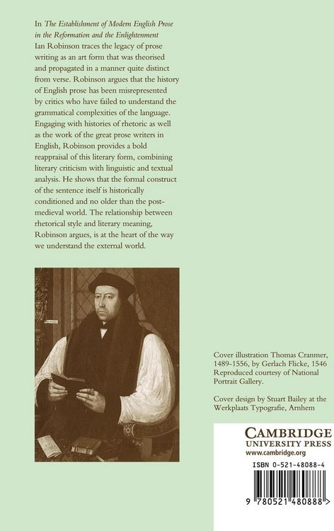 Produktbild: The Establishment of Modern English Prose in the Reformation and the Enlightenment