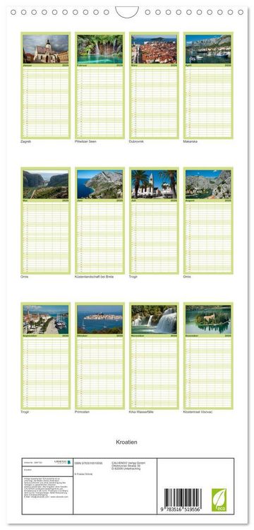 Produktbild: Familienplaner 2026 - Kroatien mit 5 Spalten (Wandkalender, 21 x 45 cm) CALVENDO