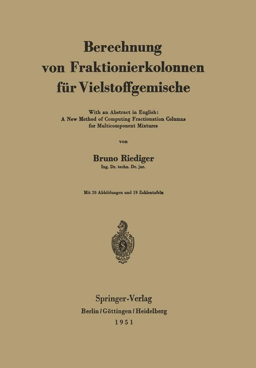 Produktbild: Berechnung von Fraktionierkolonnen f&uuml;r Vielstoffgemische