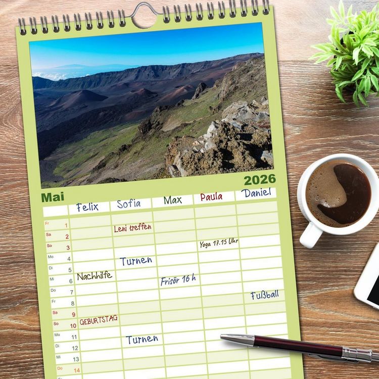 Produktbild: Familienplaner 2026 - Hawaii - Oahu - Maui mit 5 Spalten (Wandkalender, 21 x 45 cm) CALVENDO