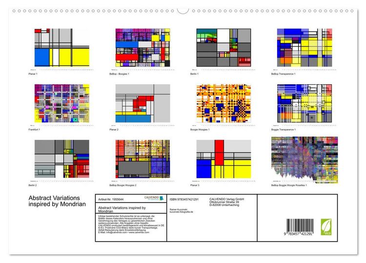 Produktbild: Abstract Variations inspired by Mondrian (hochwertiger Premium Wandkalender 2026 DIN A2 quer), Kunstdruck in Hochglanz