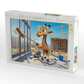 Produktbild: CALVENDO Puzzle Die geschickte Giraffe als Fensterputzer: Hoch hinaus f&uuml;r klare Sicht | 2000 Teile Lege-Gr&ouml;&szlig;e 90x67cm Foto-Puzzle f&uuml;r gl&uuml;ckliche Stund