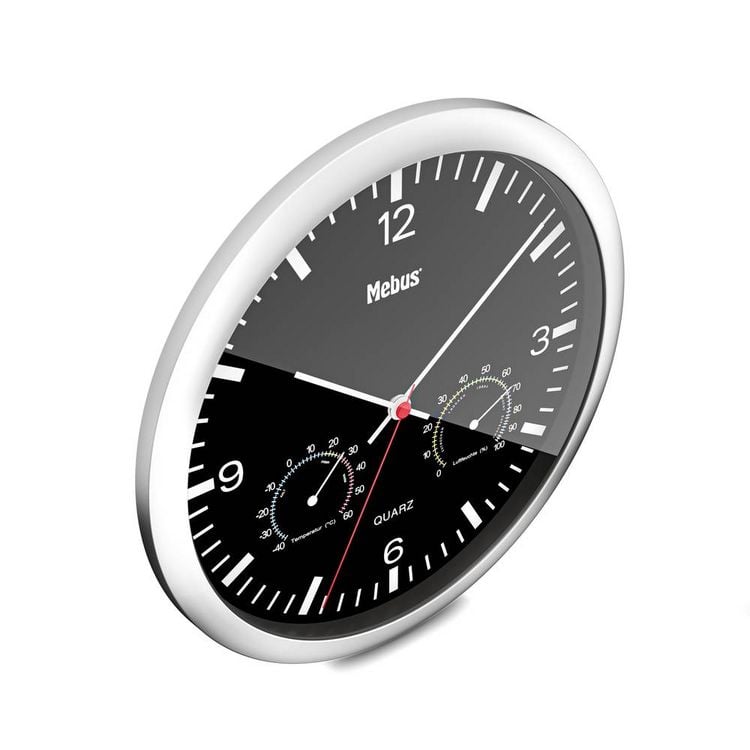 Produktbild: Mebus 56731 Quarz Wanduhr 25cm x 40mm Silber
