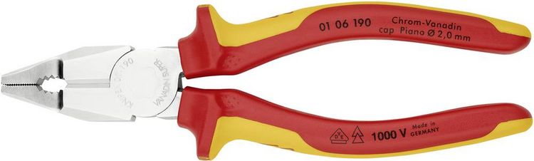 Produktbild: Knipex 01 06 190 VDE Kombizange 190mm DIN ISO 5746, DIN EN 60900