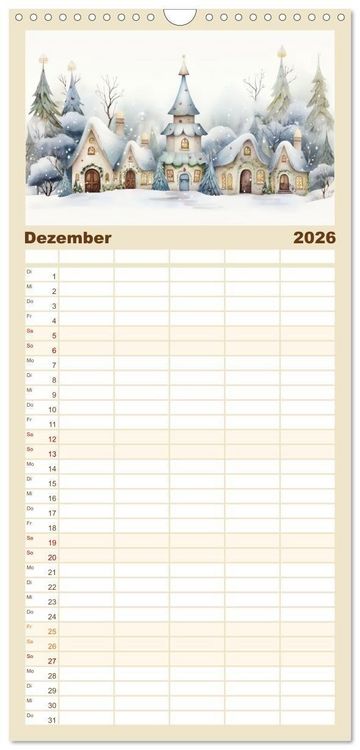 Produktbild: Familienplaner 2026 - M&auml;rchenhafte Feenh&auml;uschen mit 5 Spalten (Wandkalender, 21 x 45 cm) CALVENDO